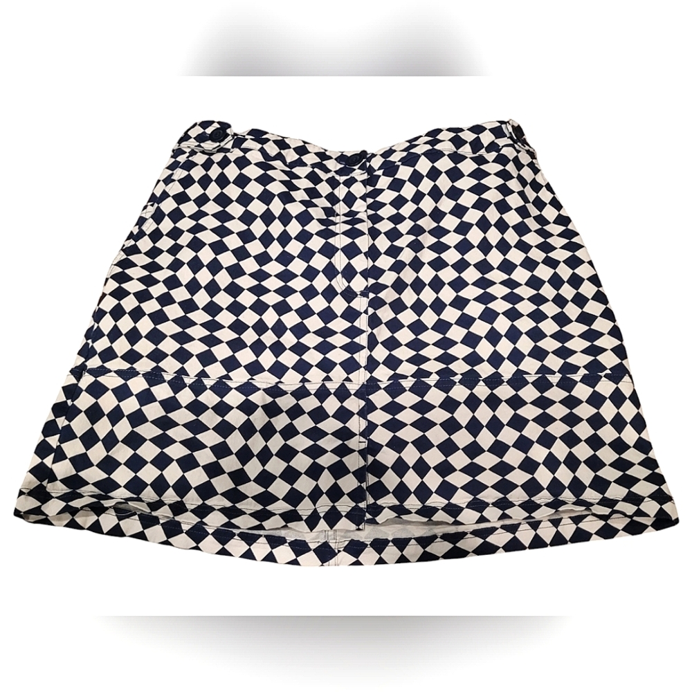 Wildfang Navy and White Checkerboard Mini Skirt